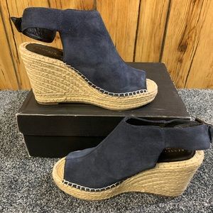 Navy Blue Kenneth Cole Open Toe Wedge Sandals